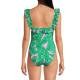 GORUNRUN-Summer Vacation Swimwear Beach Wear Ruffle Jungle Printed One Piece Swimsuit and Skirt