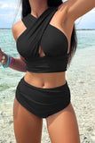 GORUNRUN-spring summer beach outfit Sexy Solid Patchwork Backless Swimwears (With Paddings)