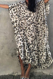 GORUNRUN-spring summer beach outfit Vintage Vacation Print Leopard Slit Swimwears Cover Up