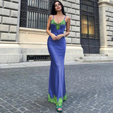 Women's 2024 Spring New Fashion Sexy Lace Splicing V-Neck Slim Suspender Dress Dress Club Clothing Vestidos
