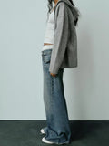 GORUNRUN- GORUNRUN - New women's jeans autumn new wide leg boxer briefs stacked design floor mopping pants for women