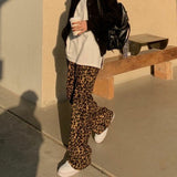 GORUNRUN- GORUNRUN Black Fridy Fashion Leopard Women's Pants 2024 Summer Casual Elastic High Waist Wide Leg Pants Woman Streetwear Hip-Hop Trousers