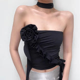 GORUNRUN-2024  spring and summer fashion irregular three-dimensional sense of flowers multi-wear design tube top vest female Vestidos