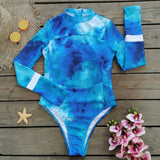 GORUNRUN-Summer Vacation Swimwear Beach Wear Long-sleeved  Ombre Printed One Piece Swimsuit