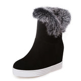 GORUNRUN- GORUNRUN-Good Quality Winter Boots Women Warm Shoes Platform High Heels Black Gray Real Fur Ladies Snow Boots Plus Size 43