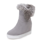 GORUNRUN- GORUNRUN-Good Quality Winter Boots Women Warm Shoes Platform High Heels Black Gray Real Fur Ladies Snow Boots Plus Size 43