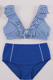 GORUNRUN-spring summer beach outfit  Striped Two-piece Swimsuit