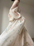 GORUNRUN-Women Summer Sexy y2k Fairy Dress Casual Loose Dress Puff Long Sleeve Floral Maxi Dress