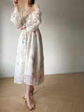 GORUNRUN-Women Summer Sexy y2k Fairy Dress Casual Loose Dress Puff Long Sleeve Floral Maxi Dress