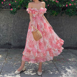 GORUNRUN-Women Summer Sexy y2k Fairy Dress Casual Loose Dress Vintage Ruffle Floral Print Maxi Dress