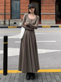 GORUNRUN-Elegant Black Knitted Midi Dresses for Women Autumn and Winter Fashion Solid Sweet Cute Slim Chic Vintage Female Long Dress