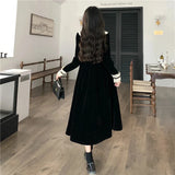 GORUNRUN-Vintage Elegant Long Dresses for Women Spring Fashion Large Size Sweet Long Sleeve Birthday Casual Velvet Female Clothing