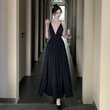 GORUNRUN-Elegant Black Long Bodycon Dress for Women Slim Sleeveless Fashion Backless Solid Party Evening Prom Dresses New Summer