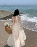 GORUNRUN-Casual White Midi Bodycon Dress for Women Slim Sleeveless V-neck Halter Holiday Beach Party Evening Dresses New Summer