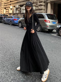 GORUNRUN-Elegant Black Knitted Midi Dresses for Women Autumn and Winter Fashion Solid Sweet Cute Slim Chic Vintage Female Long Dress