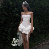 GORUNRUN-Graduation Gift Back to School Season Women Summer Sexy y2k Fairy Dress Casual Loose Dress Embroidery Cutout Irregular Hem Slim Mini Dress