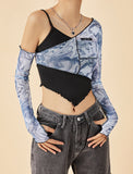 GORUNRUN-Ins Style Street Fashion Ruffle Irregular Paneled Crop Top