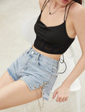 GORUNRUN-Ins Style Street Fashion Solid Tie Back Crop Cami Top