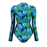 GORUNRUN-Summer Vacation Swimwear Beach Wear Long Sleeve Zipper One Piece Surfing Wetsuit Swimsuit