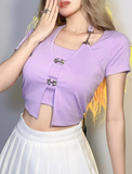 GORUNRUN-Ins Style Street Fashion Metal Butterfly Crop Top