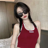 GORUNRUN-summer outfits y2k style casual spring outfits Contrast Trim Cropped Halter Tank Top