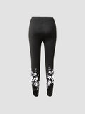 GORUNRUN JFN Hollow Out Color Block Floral Regular Fit Leggings