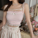 GORUNRUN-summer outfits y2k style casual spring outfits Camisole With Bow Lace