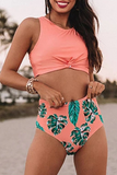 GORUNRUN-spring summer beach outfit Casual Vacation Print Split Joint Swimwears