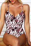 GORUNRUN-spring summer beach outfit Vacation Print Split Joint Backless Swimwears(5 colors)