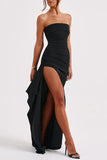 GORUNRUN- GORUNRUN-Graduation Gift Back to School Season Sexy Solid Backless Slit Strapless Irregular Dress Dresses