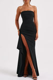 GORUNRUN- GORUNRUN-Graduation Gift Back to School Season Sexy Solid Backless Slit Strapless Irregular Dress Dresses