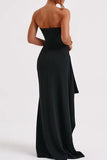 GORUNRUN- GORUNRUN-Graduation Gift Back to School Season Sexy Solid Backless Slit Strapless Irregular Dress Dresses