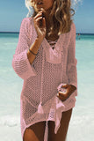 GORUNRUN-spring summer beach outfit Sexy Solid Tassel Hollowed Out Swimwears Cover Up