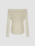 GORUNRUN-Ins Style Street Fashion One Shoulder Long White Knit Sweater For