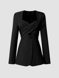 GORUNRUN-Ins Style Street Fashion Black Cross Tie Blazer