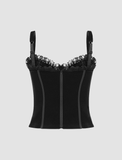 GORUNRUN-Ins Style Street Fashion Lace Paneled Zipper Corset Top