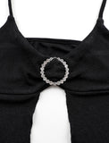 GORUNRUN-Ins Style Street Fashion Black Frill Trim Tie Halter Corset