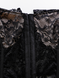 GORUNRUN-Ins Style Street Fashion Black Floral Lace Corset Top