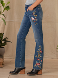 GORUNRUN Casual Loose Floral Denim Jeans