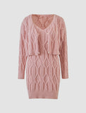 GORUNRUN-Ins Style Street Fashion Pink Knitted Twist Cardigan Sweater