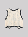 GORUNRUN-Ins Style Street Fashion Apricot Flower Embroidery Knit Hollow Vest