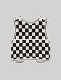 GORUNRUN-Ins Style Street Fashion Black&White Contrasting Color Checkerboard Sweater Vest