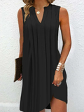 GORUNRUN  V Neck Casual Plain Loose Dress