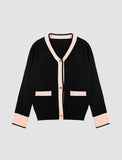 GORUNRUN-Ins Style Street Fashion Black Contrast Knitted Sweater Cardigan