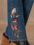 GORUNRUN Casual Loose Floral Denim Jeans