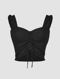 GORUNRUN-Ins Style Street Fashion Ruffled Drawstring Tank Top