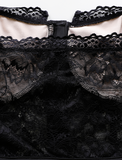 GORUNRUN-Ins Style Street Fashion Black Floral Lace Corset Top