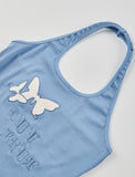 GORUNRUN-Ins Style Street Fashion Butterfly Embroidery Halter Crop Top Set