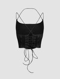 GORUNRUN-Ins Style Street Fashion Solid Tie Back Crop Cami Top