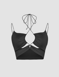 GORUNRUN-Ins Style Street Fashion Solid Cutout Halter Camisole Top